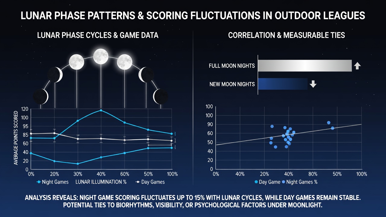 Graphs comparing scoring distributions during different lunar phases in soccer and baseball matches