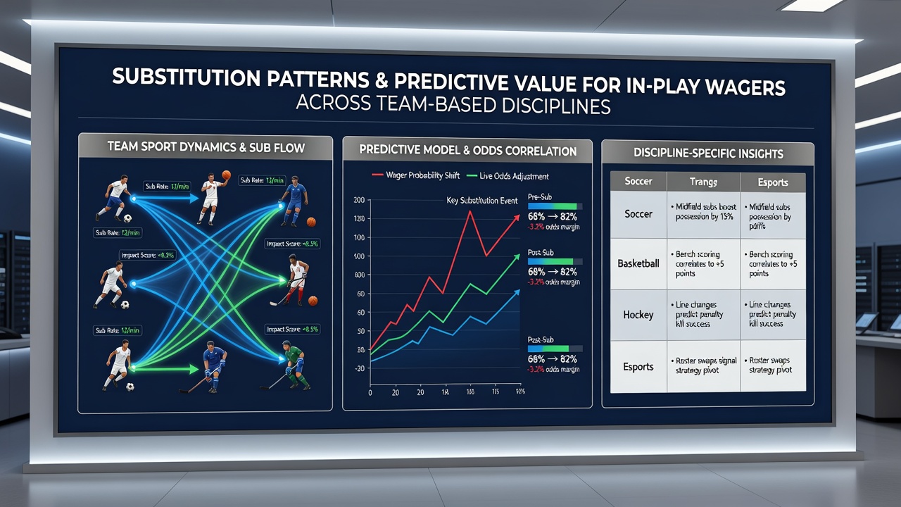 Live betting interfaces showing substitution impacts on team performance metrics