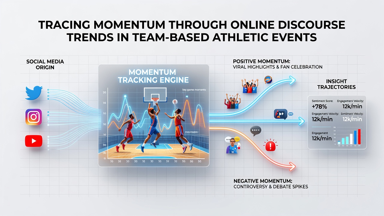 Visualization of online discourse patterns tracking momentum shifts in team sports events