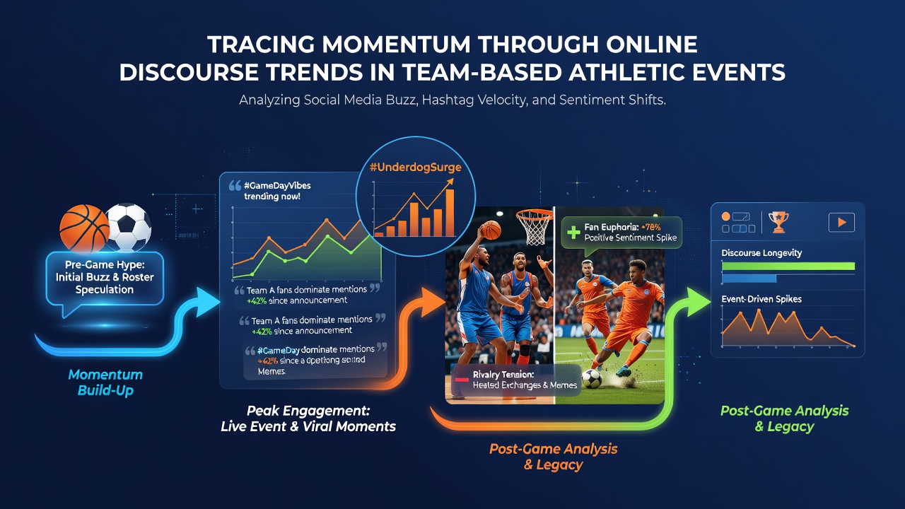 Graph showing sentiment analysis and engagement trends during team athletic competitions